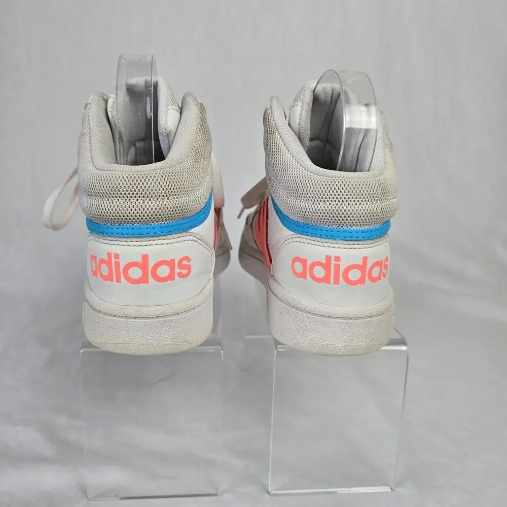 Adidas Hoops 3.0 Mid Top Sneakers Youth Size 3 White Peach SHW 675001